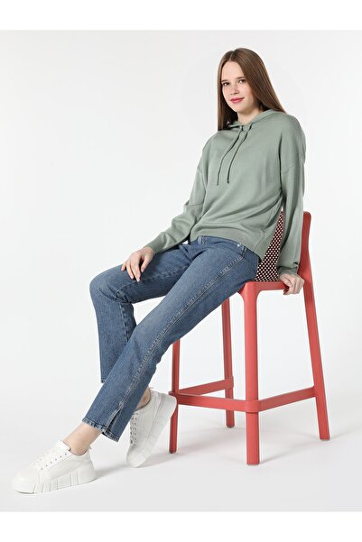 Colin's Πράσινο Γυναικείο Πουλόβερ Regular Fit με κουκούλα - Cl1061030