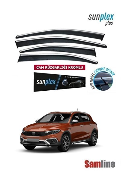 SUNPLEX Uyumlu Egea Cross 2024 Modeller için Kromlu Cam Rüzgarlığı 4 'lü Set