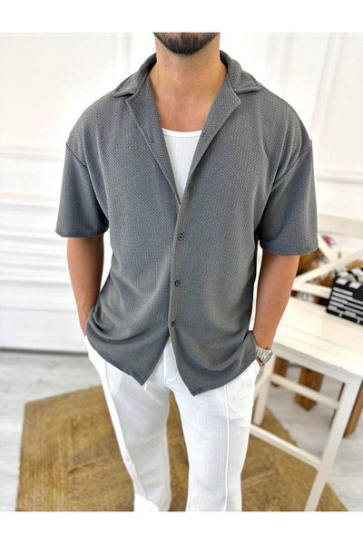 elkumoda Риза Oversize Непотеща материя Италианска яка Свободна кройка Ежедневна риза