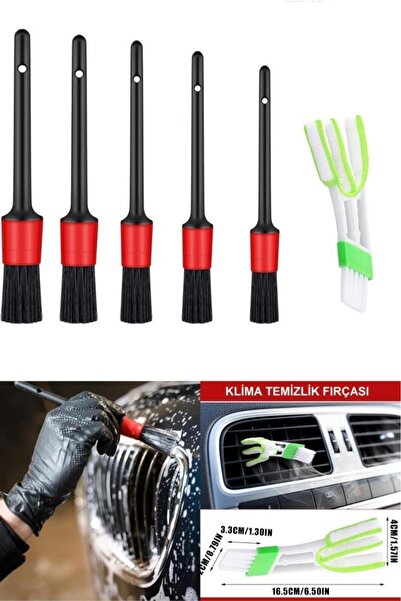 TUTYAKALA Araba Motorsiklet Bisiklet Detaylı Temizlik Fırça Seti 6 Parça Klim...