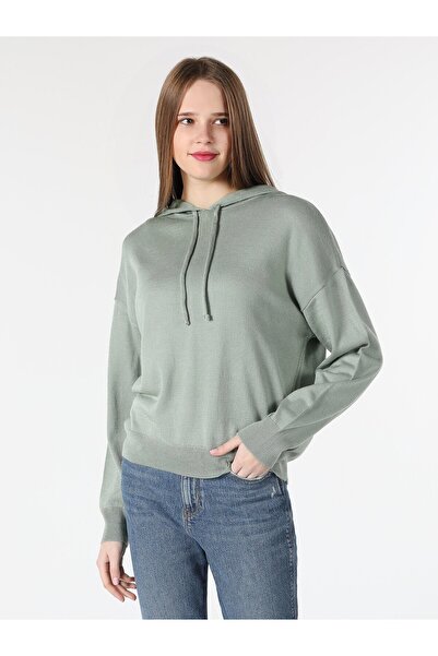 Colin's Πράσινο Γυναικείο Πουλόβερ Regular Fit με κουκούλα - Cl1061030