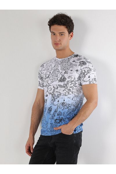 Colin's Tricou alb cu mânecă scurtă pentru bărbați, cu croiala normală, cu gâtul rotund - Cl 1062683