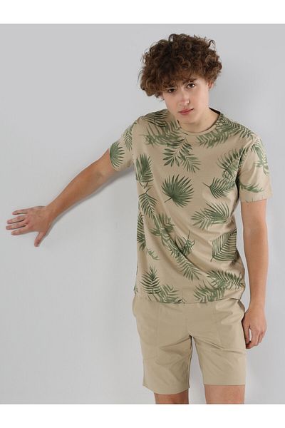 Colin's Tricou cu mânecă scurtă cu imprimeu bej pentru bărbați - Cl 1062761