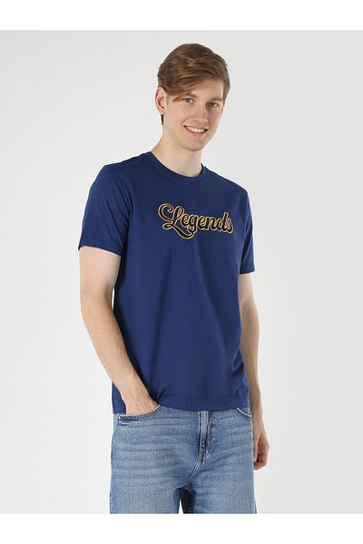 Colin's Bărbați - Tricou cu mânecă scurtă imprimat cu gât crew albastru închis Cl 1061804