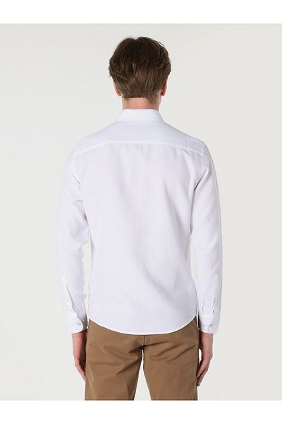 Colin's Мъжка риза с дълъг ръкав Slim Fit бяла - CL1061785