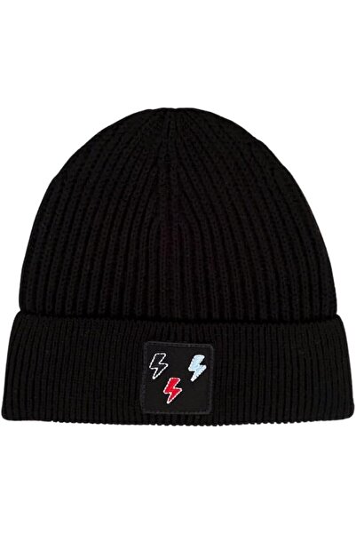 Store Unisex 22WCBE487U Lightning Embroidered Beret, Black, One Size