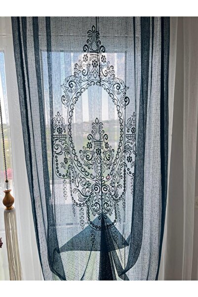 Üçbey ΜΠΛΕ Χρώμα Τούλι Κουρτίνα Μοντέλο - Διακόσμηση Σαλονιού, Έτοιμο Τούλι Φόντο, Ρυθμιζόμενο Μέγεθος (100X270)