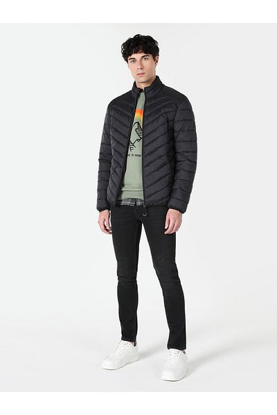 Colin's Slim Fit Men's Black Jacket with Puffer Pockets Cl 1062510