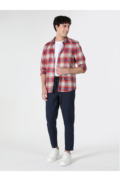 Colin's Мъжка риза с дълъг ръкав Slim Fit - Многоцветна, Карирана CL1061791