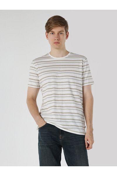 Colin's Tricou cu mânecă scurtă pentru bărbați cu dungi albe - Cl 1062739