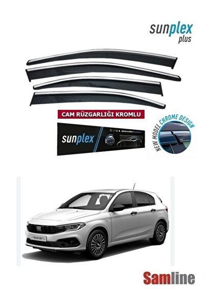 SUNPLEX Fiat Egea Hatchback 2020 Modeller için Kromlu Cam Rüzgarlığı 4 'lü Set