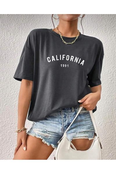 khufu Oversize Smoked Colored California 1991 Printed Relaxed Cut T-shirt