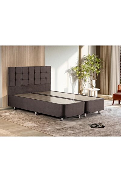 Niron Yatak Niron Rama Füme Baza Ve Başlık Seti, Çift Kişilik 180x200 Cm Baza Ve Başlık Takımı