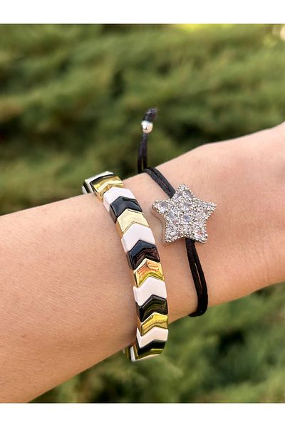 ByMerve Bym104 Black White Thick Dominoes Women Accessory Bracelet Women's Bracelet
