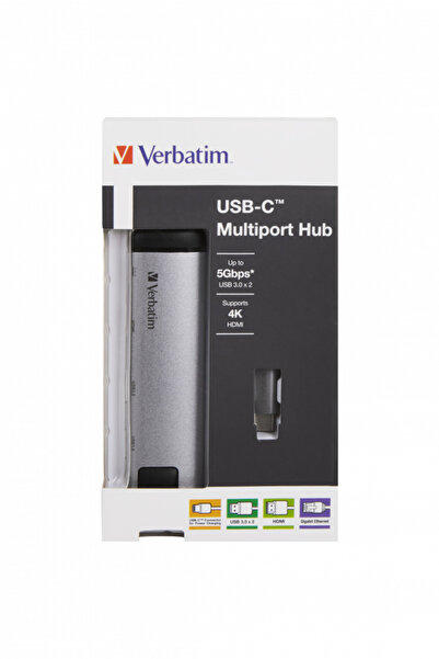 Verbatim USB-C Multiport Hub USB 3.1 GEN 1, USB 3.0 x 2, HDMI, RJ45 USB Çokla...