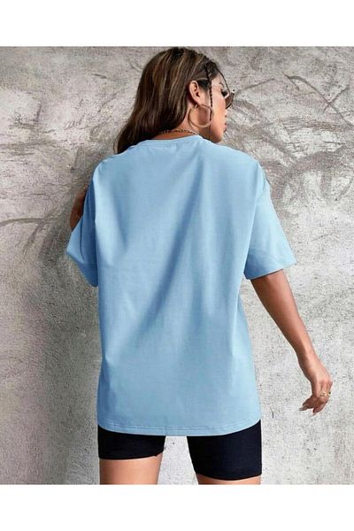 khufu Μπλουζάκι Oversize Baby Blue Colored California 1991 με εμπριμέ χαλαρή εφαρμογή