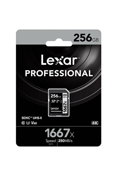 Lexar 256 Gb 1667x U3 V60 4k Sd Hafıza Kartı (250 Mb/s)