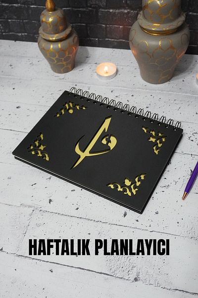 markcat Elif Vav Μαύρο Ξύλινο Σημειωματάριο - Ατερματικό Πρόγραμμα Συμβάσεων - Weekly Planner - A5