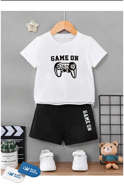 SİNSER TEKS Σετ μπλουζάκι-σορτς με στάμπα "GAME ON " για αγόρια/κορίτσια