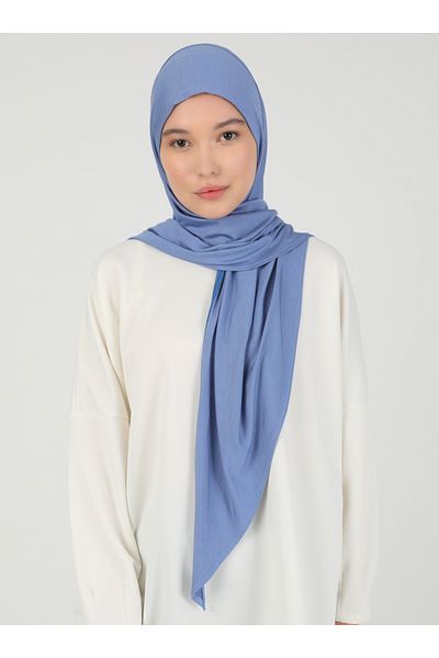 Ecardin Ρυθμιζόμενο ύφασμα βισκόζης με φερμουάρ Hijab Lycra Shawl - St 099 Denim Blue