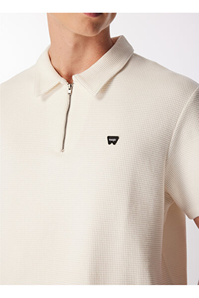 WRANGLER Off-White Men's Polo T-Shirt W7NQ2052861Y Zippered Polo T-shirt