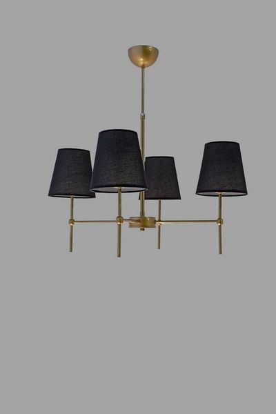 BSA LIGHTING HENNA 4-Piece TUMBLED PAINTED CHANDELIER (WITH CONICAL BLACK LAMP SHADE)