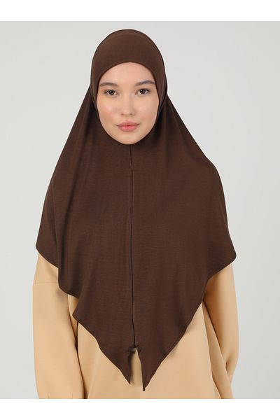 Ecardin Ρυθμιζόμενο ύφασμα βισκόζης με φερμουάρ Hijab Lycra Shawl - St 099 Ανοιχτό καφέ