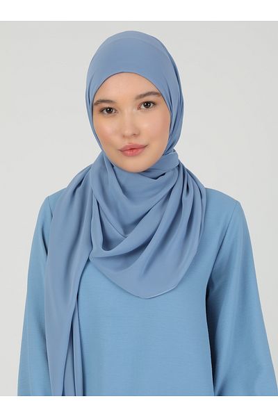 Ecardin Premium Hijab Chiffon Fabric Shawl - St 100 Denim Blue
