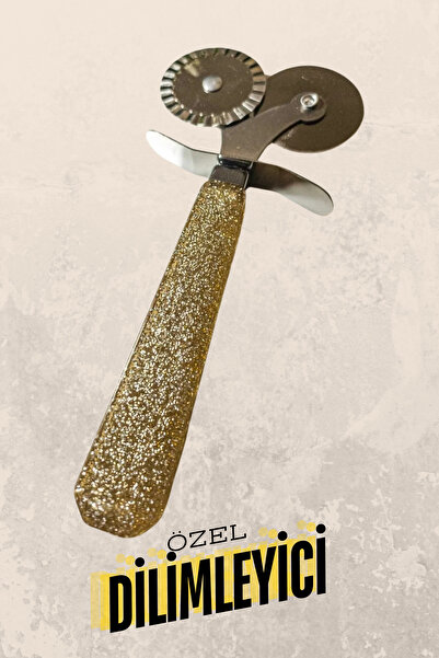 HANK TİCARET قطاعة فطيرة البيتزا ذات رأسين بمقبض مذهّب لامع خاص