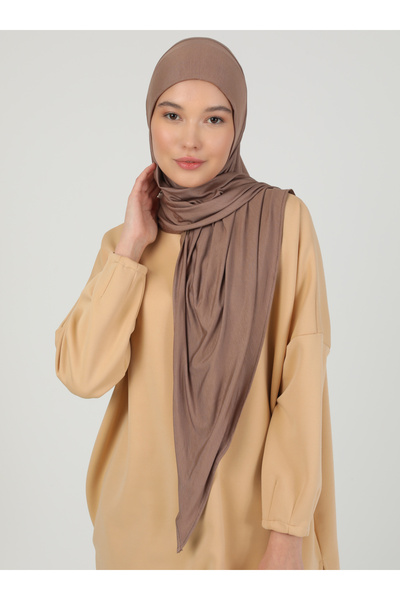 Ecardin Ρυθμιζόμενο ύφασμα βισκόζης με φερμουάρ Hijab Lycra Shawl - St 099 Dark Mink