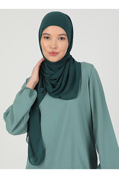 Ecardin Șal din țesătură șifon de culoare smarald premium - St 100 Hijab