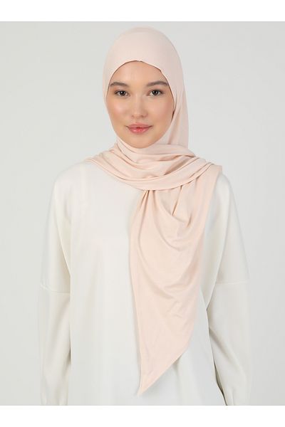 Ecardin Ρυθμιζόμενο σάλι Hijab Viscose με φερμουάρ - Lycra, Ανοιχτό Μπεζ - St 099