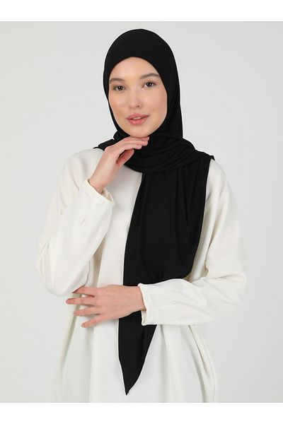 Ecardin Μαύρο σάλι Hijab Viscose - Ρυθμιζόμενο φερμουάρ, Lycra - St 099
