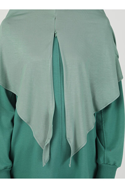 Ecardin Çağla Green Lycra Viscose Hijab Shawl - Ρυθμιζόμενο φερμουάρ St 099