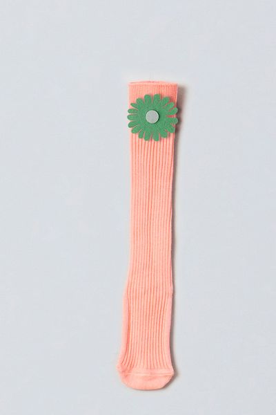 ADABEBEK Green and White Floral Felted Baby Knee Socks