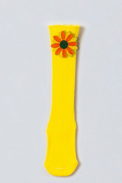 ADABEBEK Orange Yellow Floral Felted Baby Knee Socks