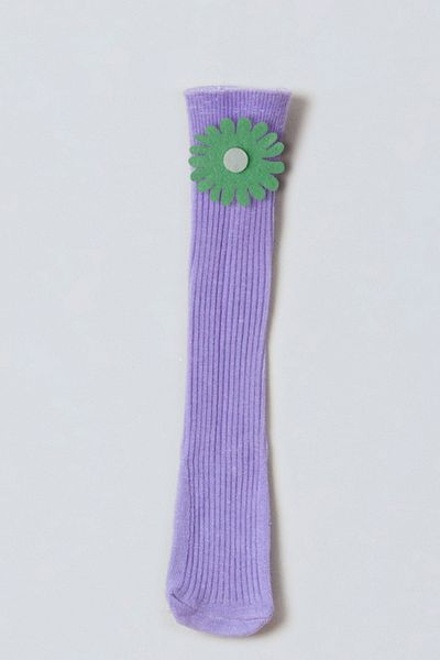 ADABEBEK Green and White Floral Felted Baby Knee Socks