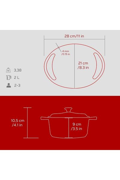 Lava Heritage Series 20 cm Red Round Pot - Cast Iron Lid