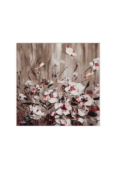 Bursa İpek Anemone Patterned Mink Silk Handkerchief