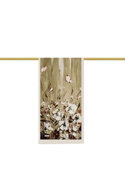 Bursa İpek Khaki Anemone Pattern Silk Scarf