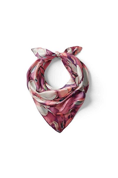 Bursa İpek Silk Handkerchief - Purple Daffodil Pattern