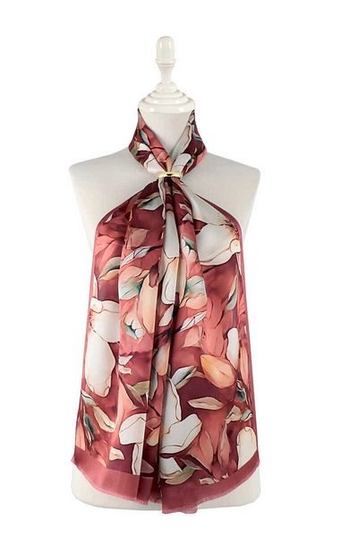 Bursa İpek Silk Scarf - Dried Rose and Daffodil Pattern