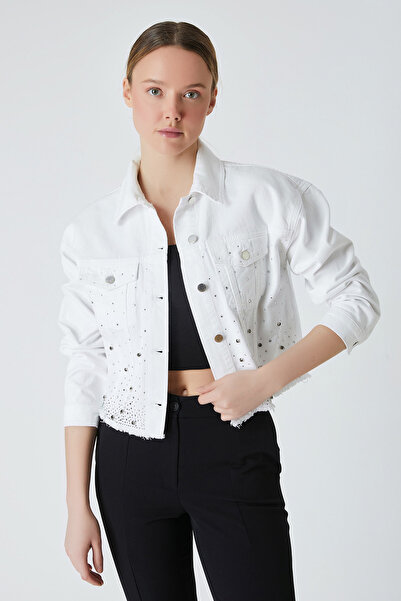 FEVER Taşlı beyaz denim ceket