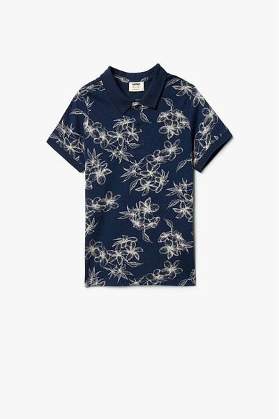 Koton Polo Neck T-Shirt Short Sleeve Printed Button Detail