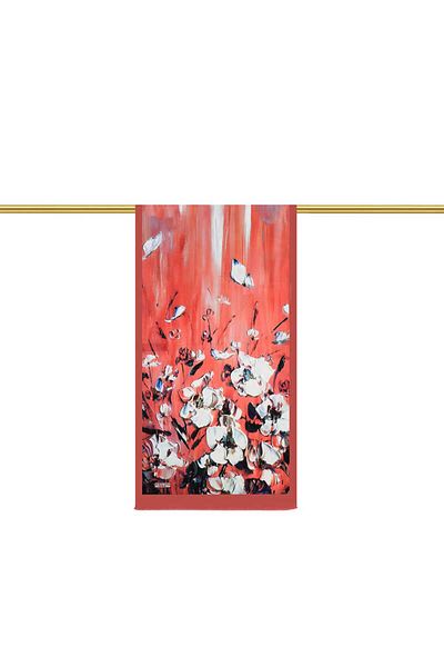 Bursa İpek Coral Anemone Pattern Silk Scarf