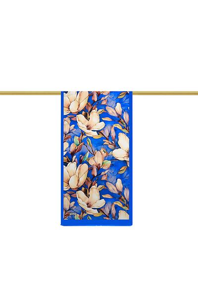 Bursa İpek Silk Scarf - Saks Narcissus Patterned