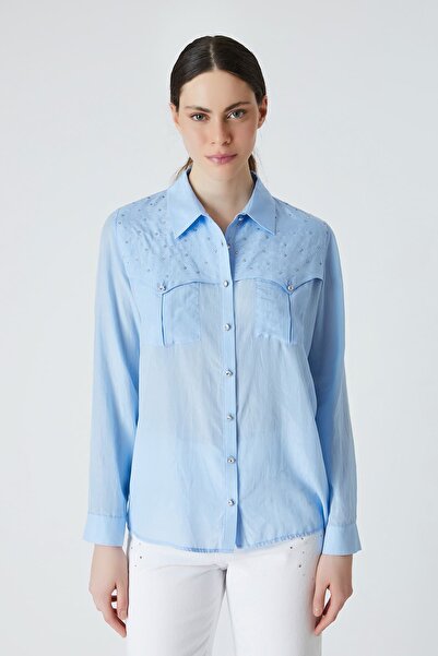 FEVER Taş detaylı viskon gömlek