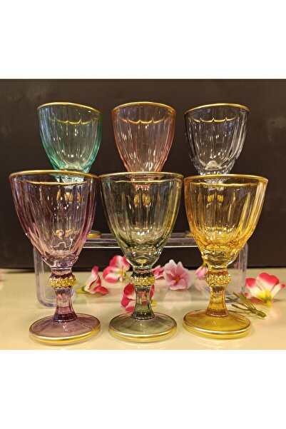 CORCUHOME 24693 DİAMOND 6'LI KAHVE YANI BARDAK RENKLİ