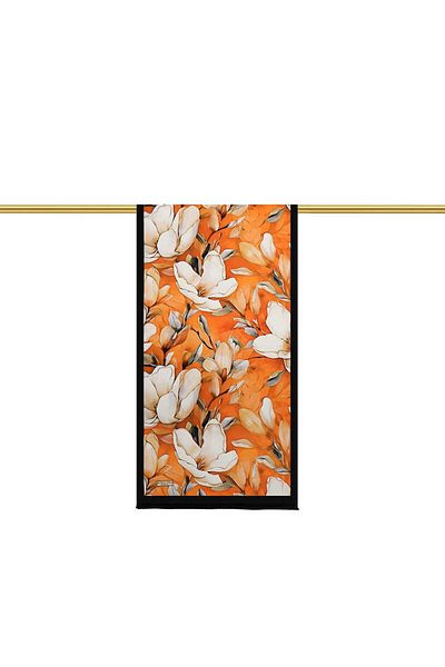 Bursa İpek Silk Scarf - Orange Daffodil Pattern