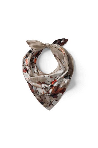 Bursa İpek Anemone Patterned Mink Silk Handkerchief
